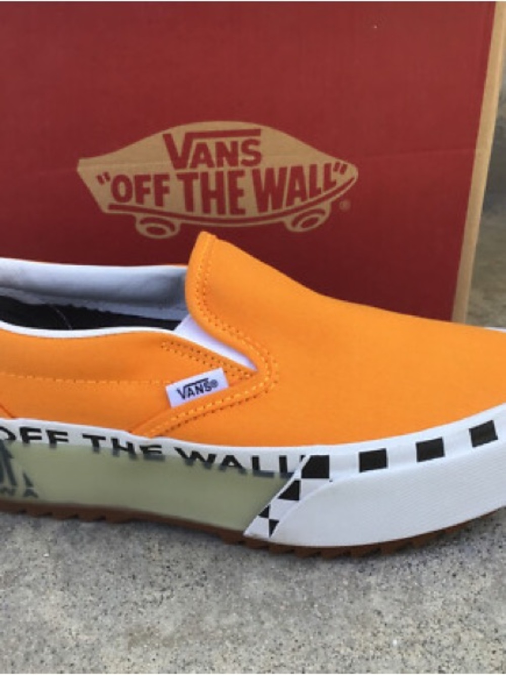 Vans Slip-On Platform Sneaker - Yellow with Checker Accent
